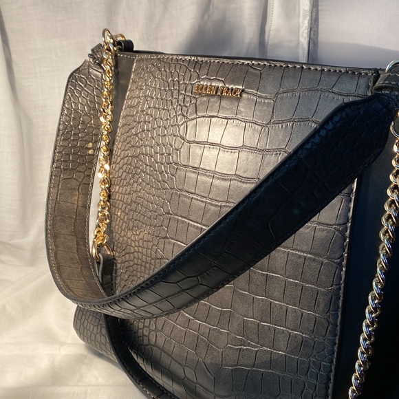 Ellen Tracy Croco Embellished Black/Grey Crossbody bag - Picture 7 of 7